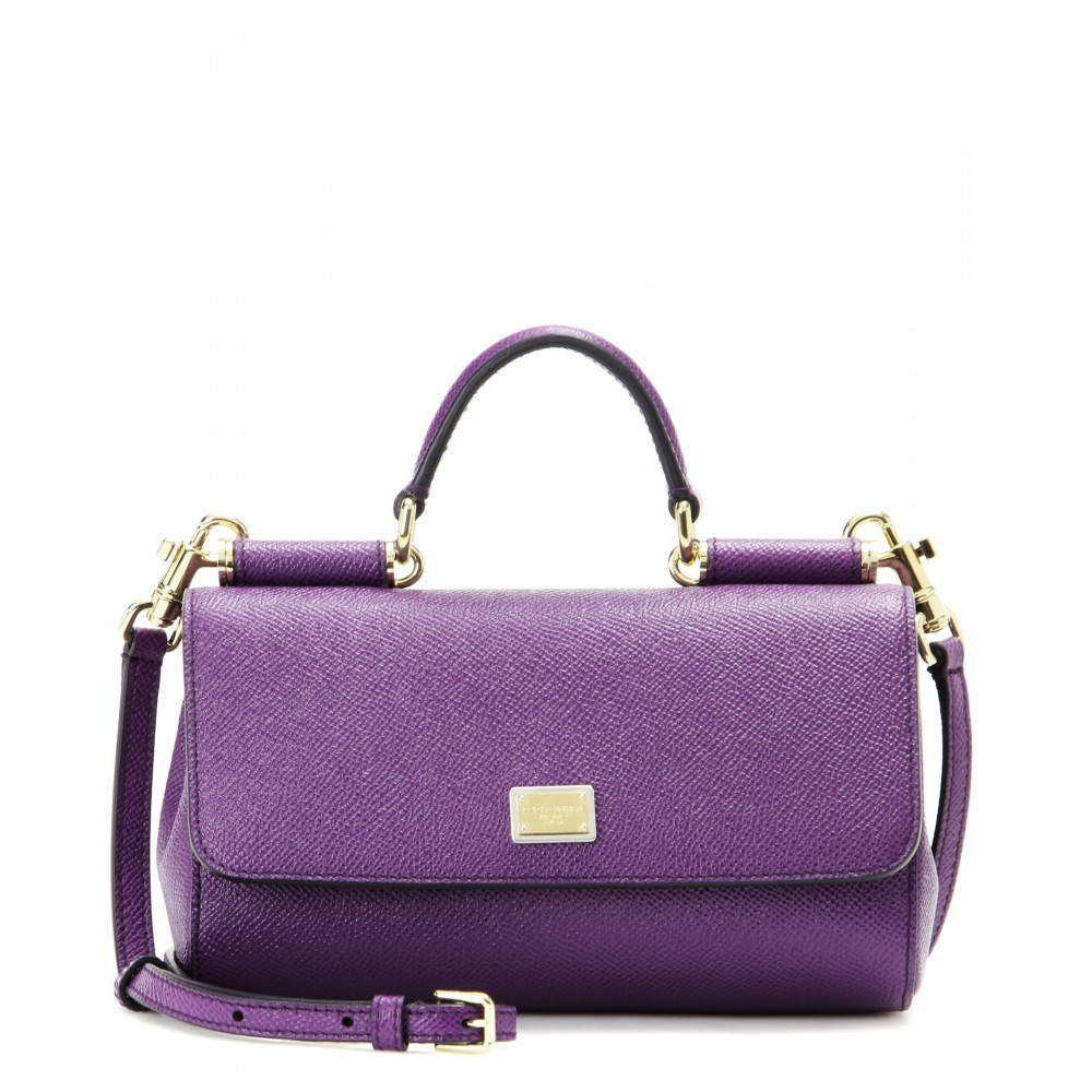 Dolce & gabbana Mini Sicily Leather Shoulder Bag in Purple | Lyst
