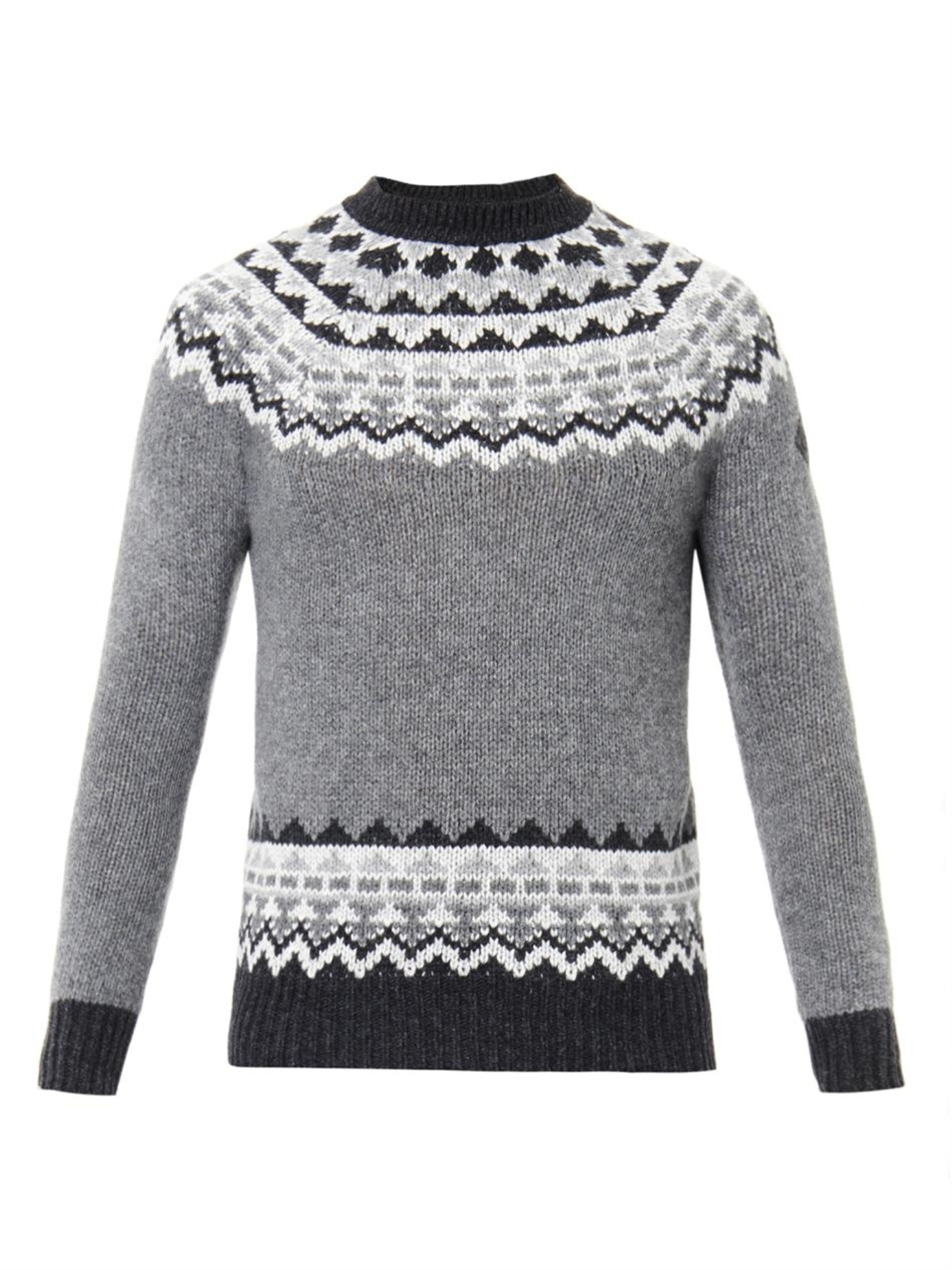 Lyst - Moncler Fair Isle Intarsia-knit Sweater in Gray for Men