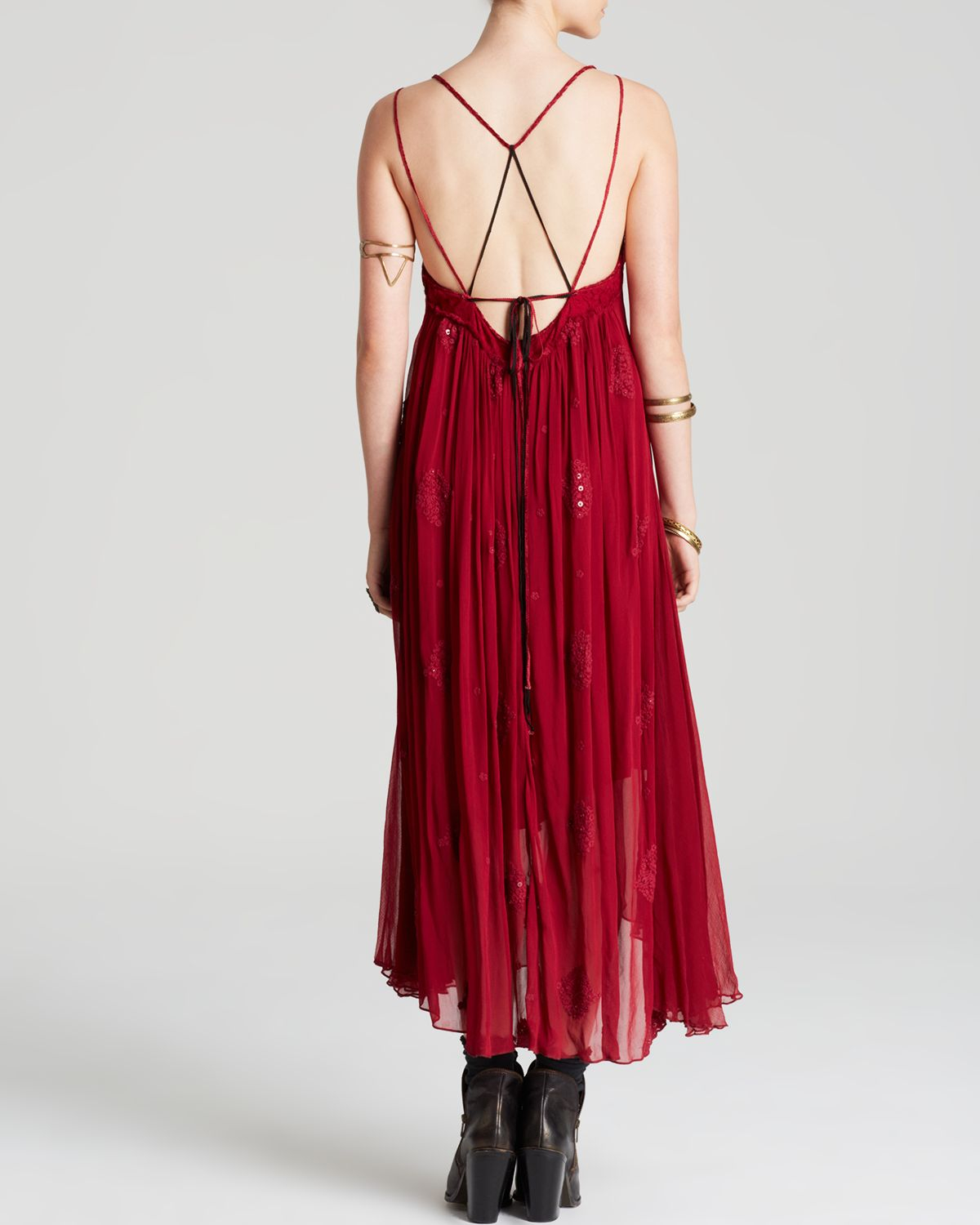 Free people Dress - Blue Moon Draped in Red - Lyst