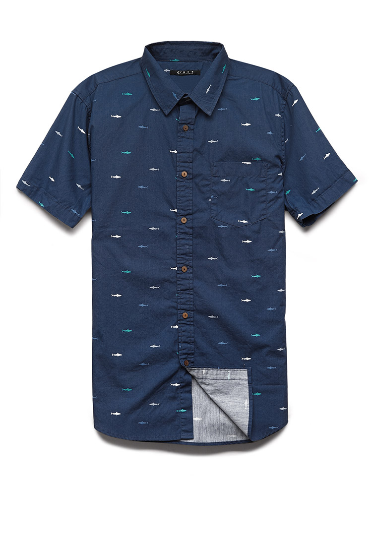 Lyst - Forever 21 Shark Print Cotton Shirt You've Been Added To The ...