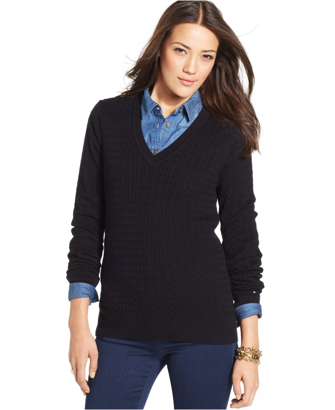 tommy hilfiger black sweater women's