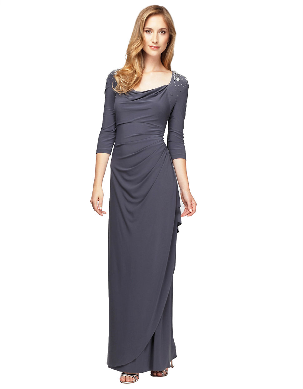 Lyst - Alex Evenings Plus Side Ruched Cowl Neck Gown in Gray