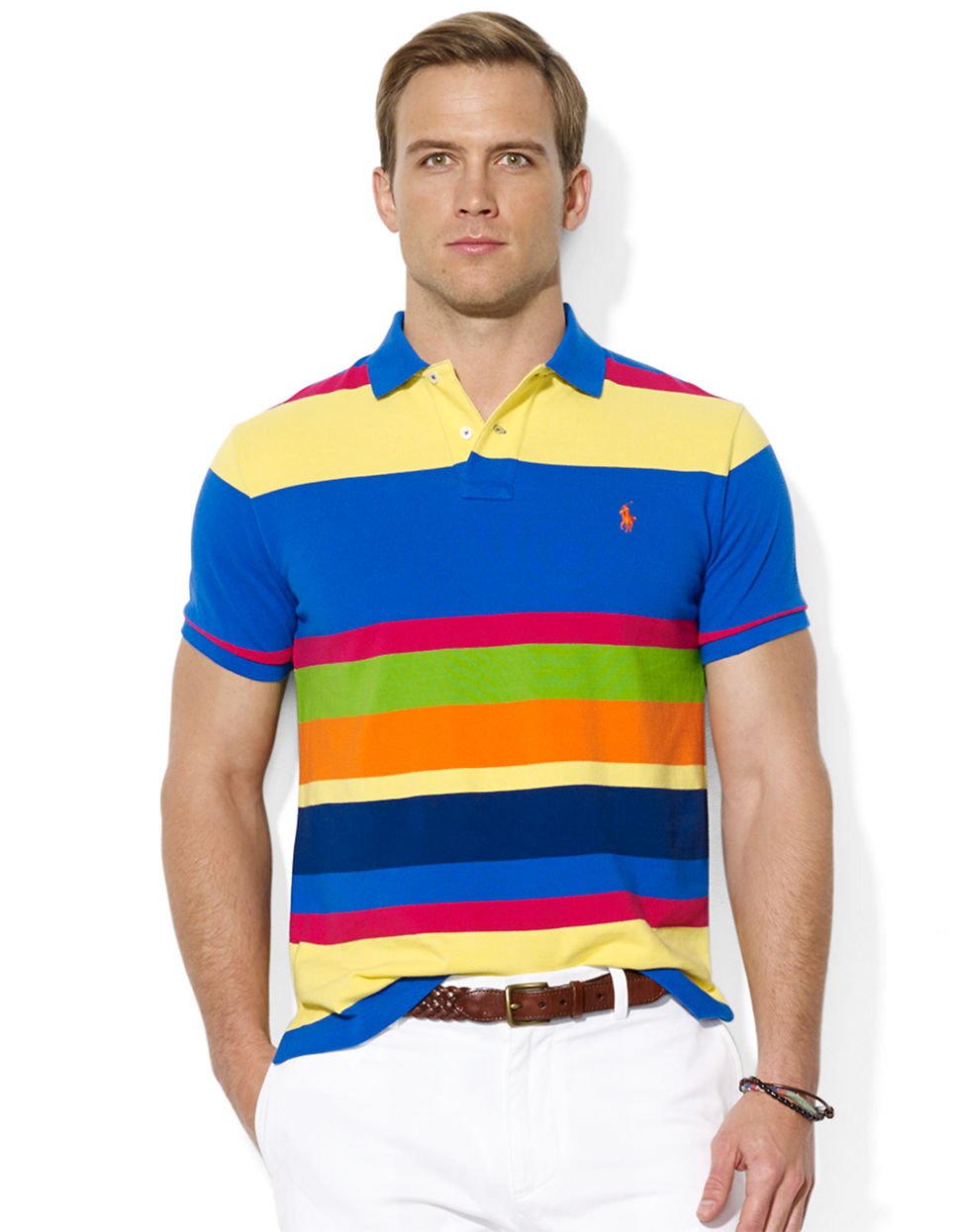 Polo Ralph Lauren Classic-Fit Multi-Striped Mesh Polo Shirt in ...