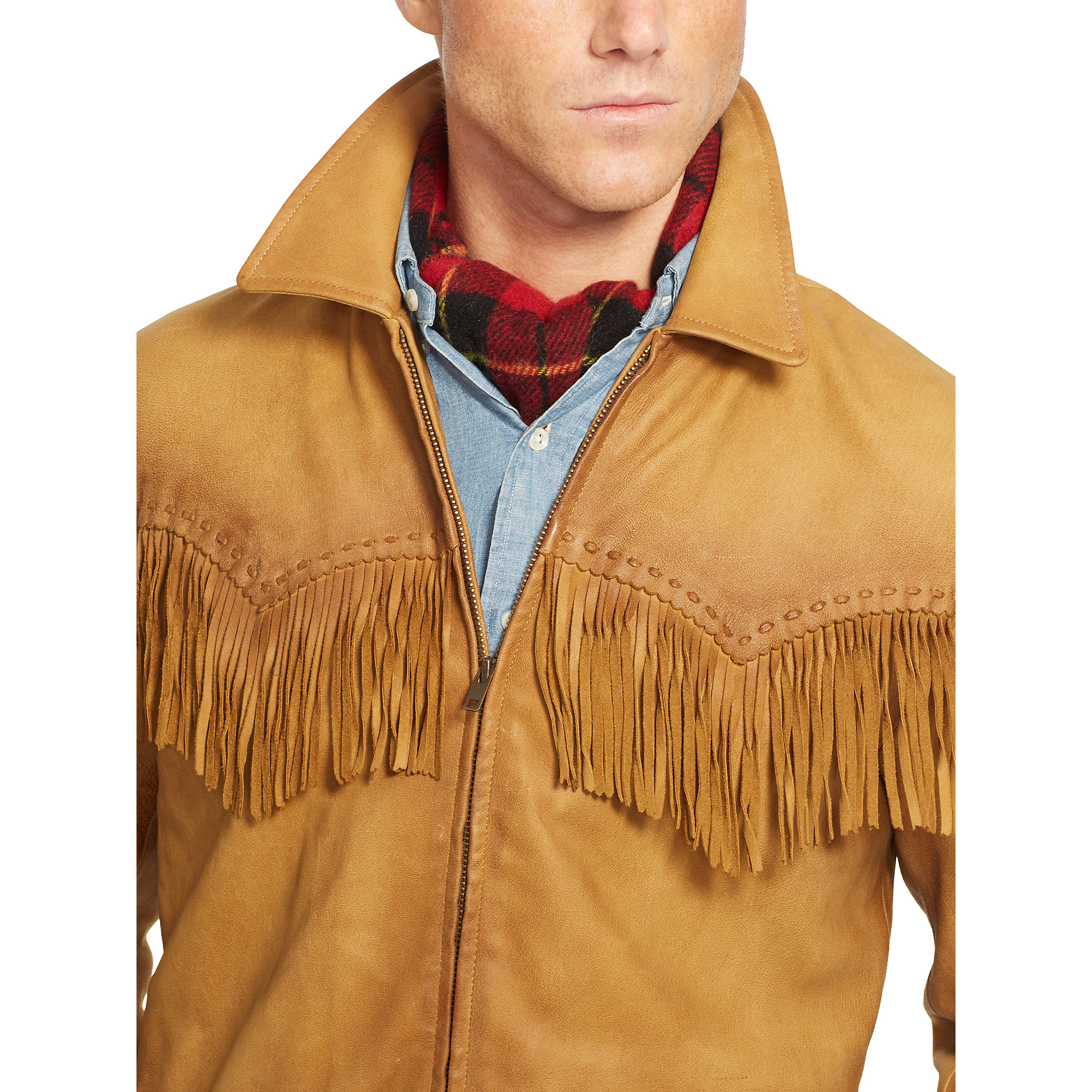 Lyst Ralph Lauren Fringed Leather Jacket in Brown for Men
