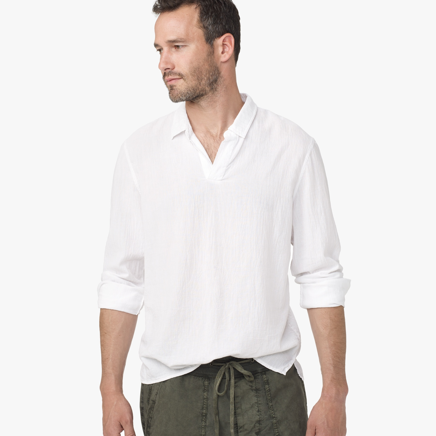 Lyst James Perse Cotton Gauze Collared Shirt In White For Men