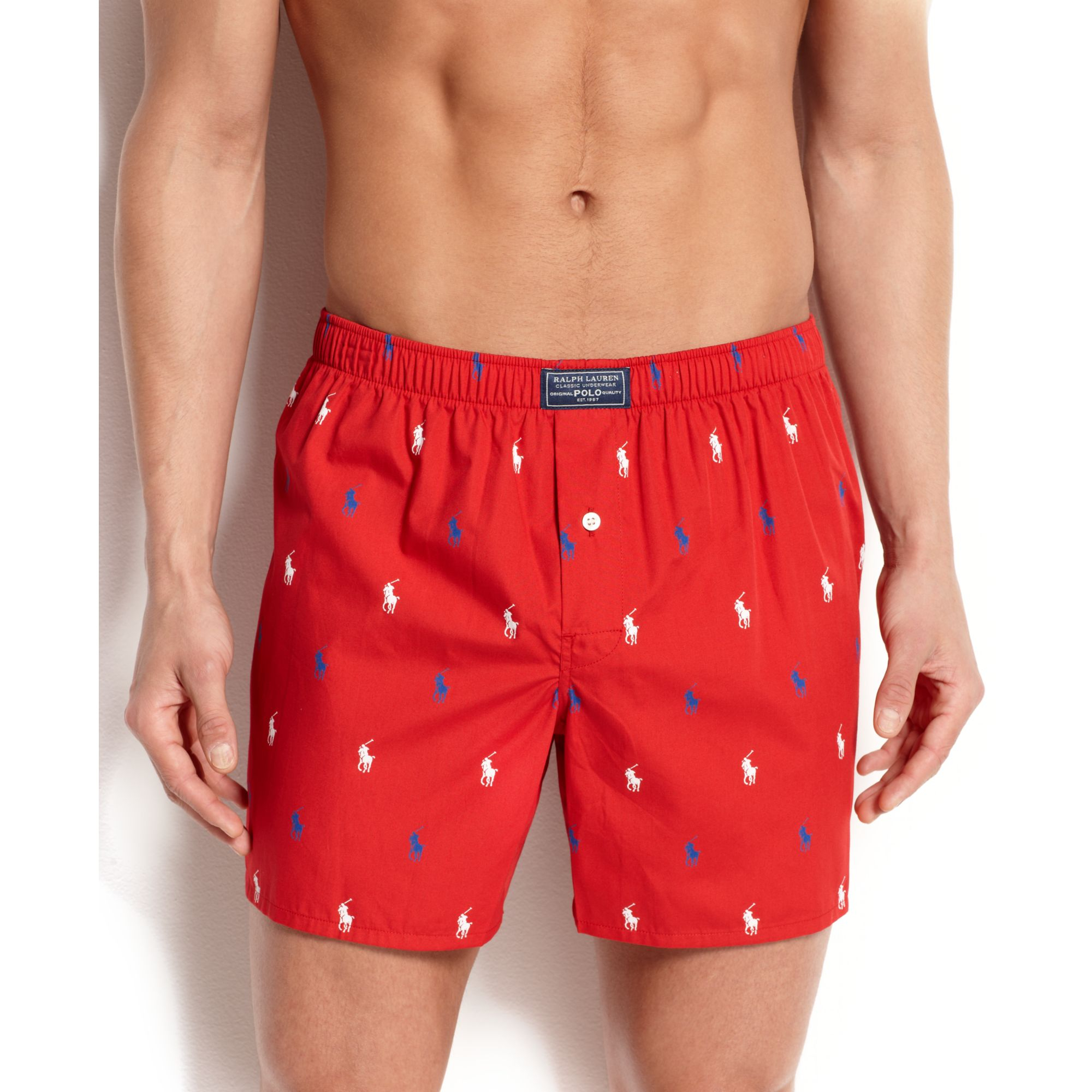 Lyst - Ralph Lauren American Icon Polo Player Woven Boxer in Red for Men