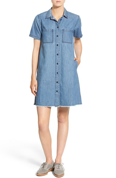  Madewell  Raw Hem Denim Shirt  Dress  in Blue Lyst