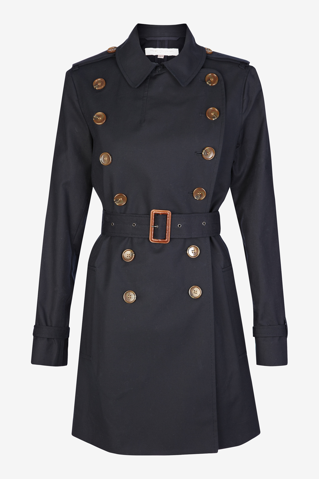 Lyst - French Connection Smart Catch Belted Trench Coat in Black