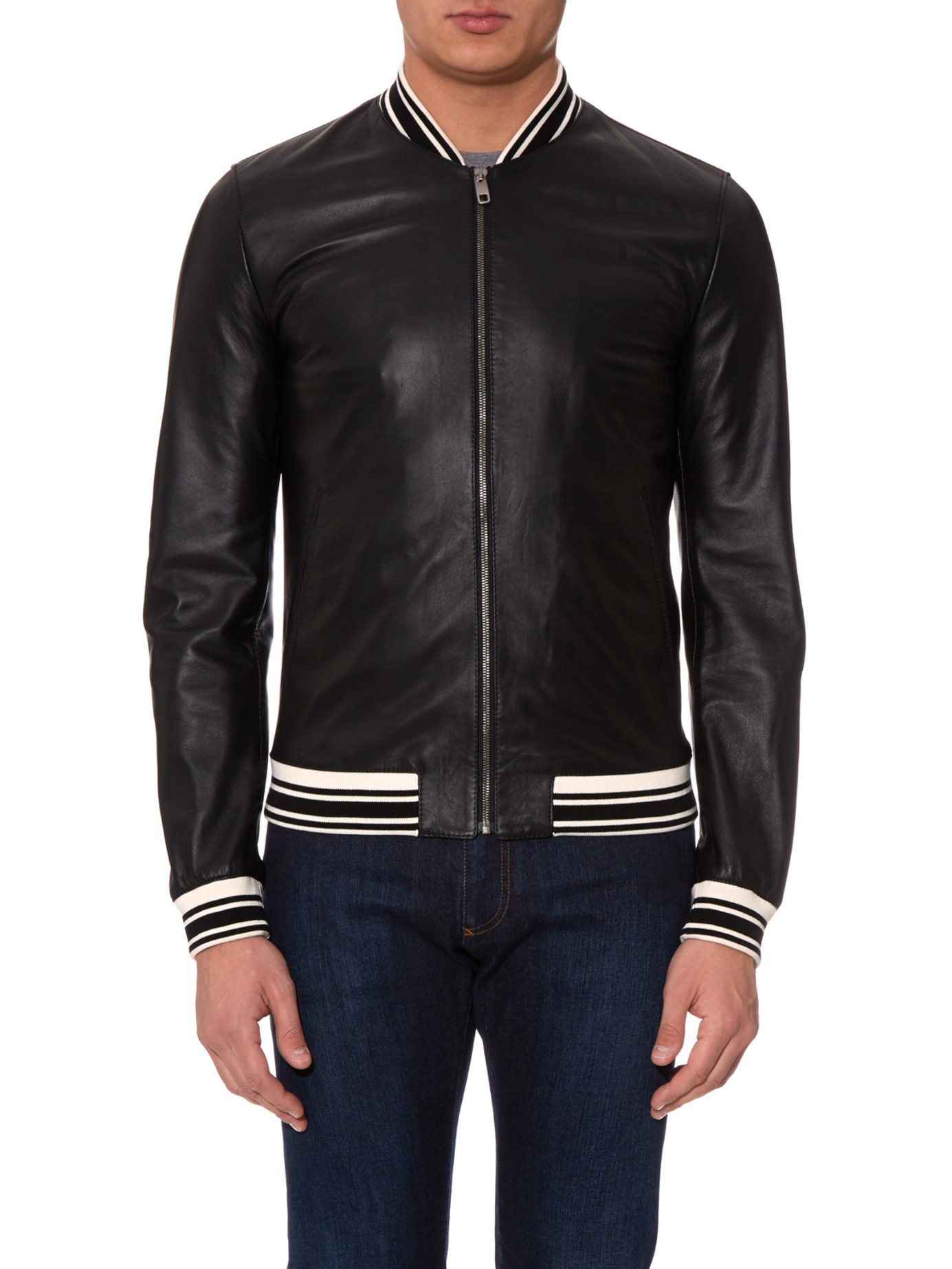 Dolce Gabbana Leather Er Jacket In Black For Men Lyst Gallery