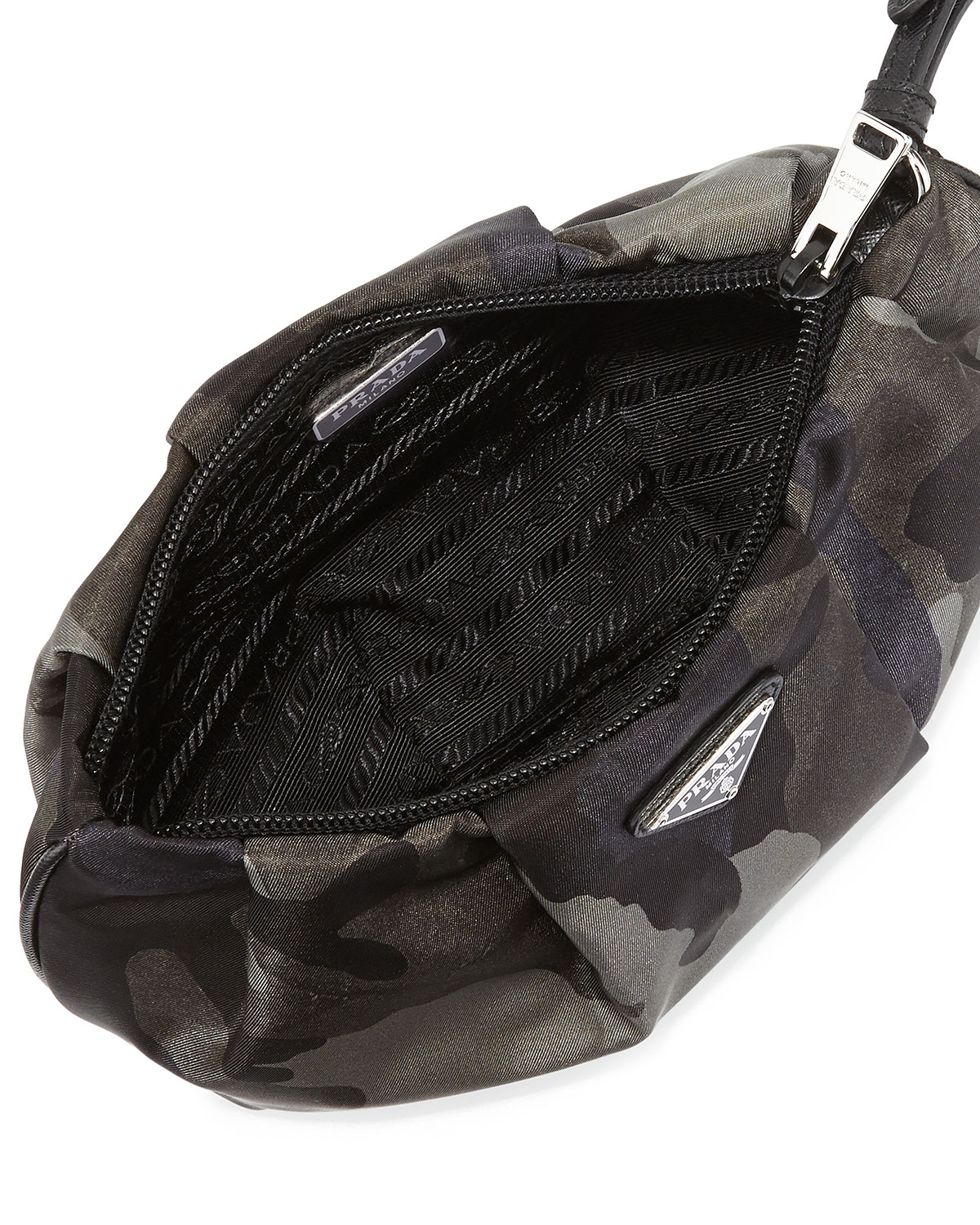 prada handbags black leather - Prada Tessuto Camouflage Wristlet Bag in Gray (Gray Multi (Fumo ...