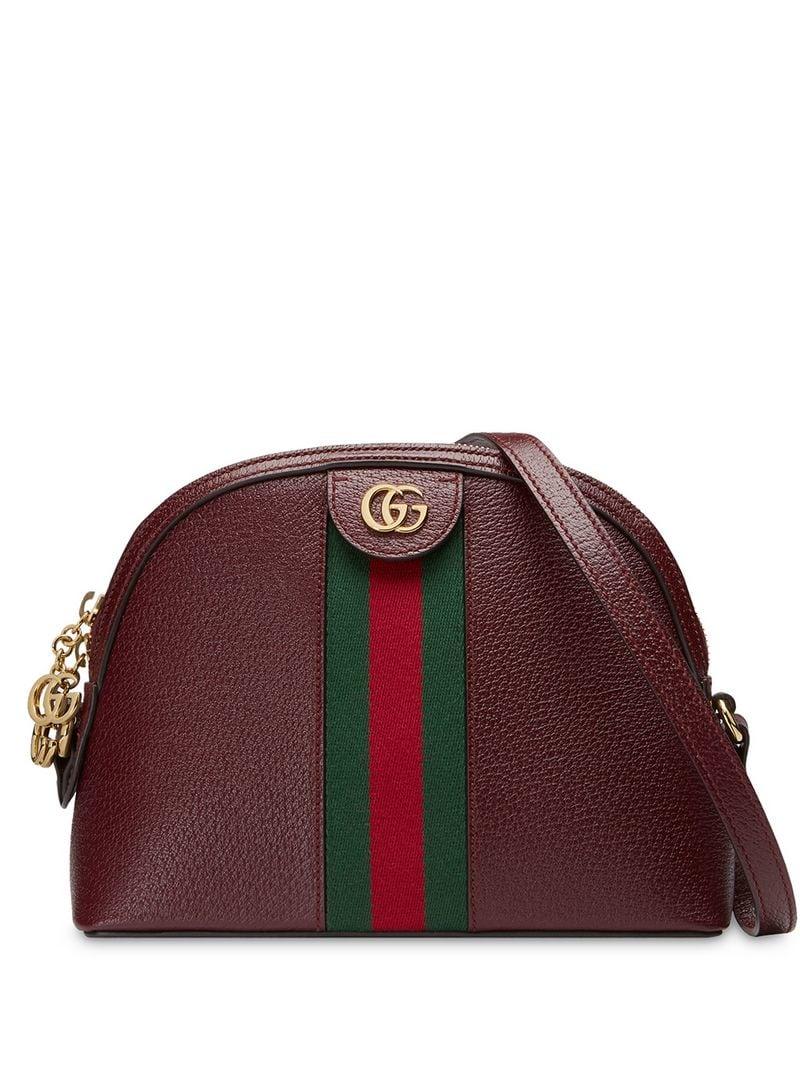 GUCCI Ophidia mini webbing-trimmed textured-leather and printed  coated-canvas shoulder bag