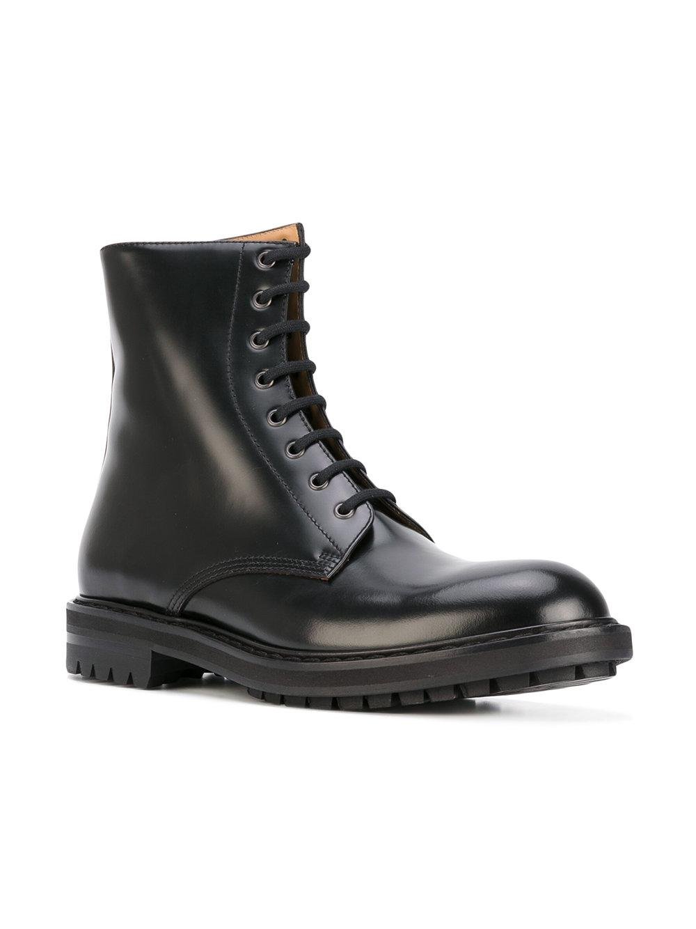 Alexander McQueen Leather Laceup Boots in Black for Men Lyst