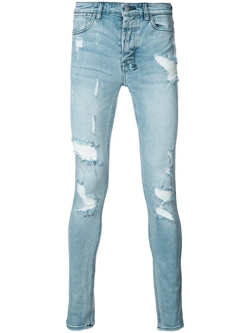 Ksubi Distressed Skinny Jeans in Blue for Men - Lyst