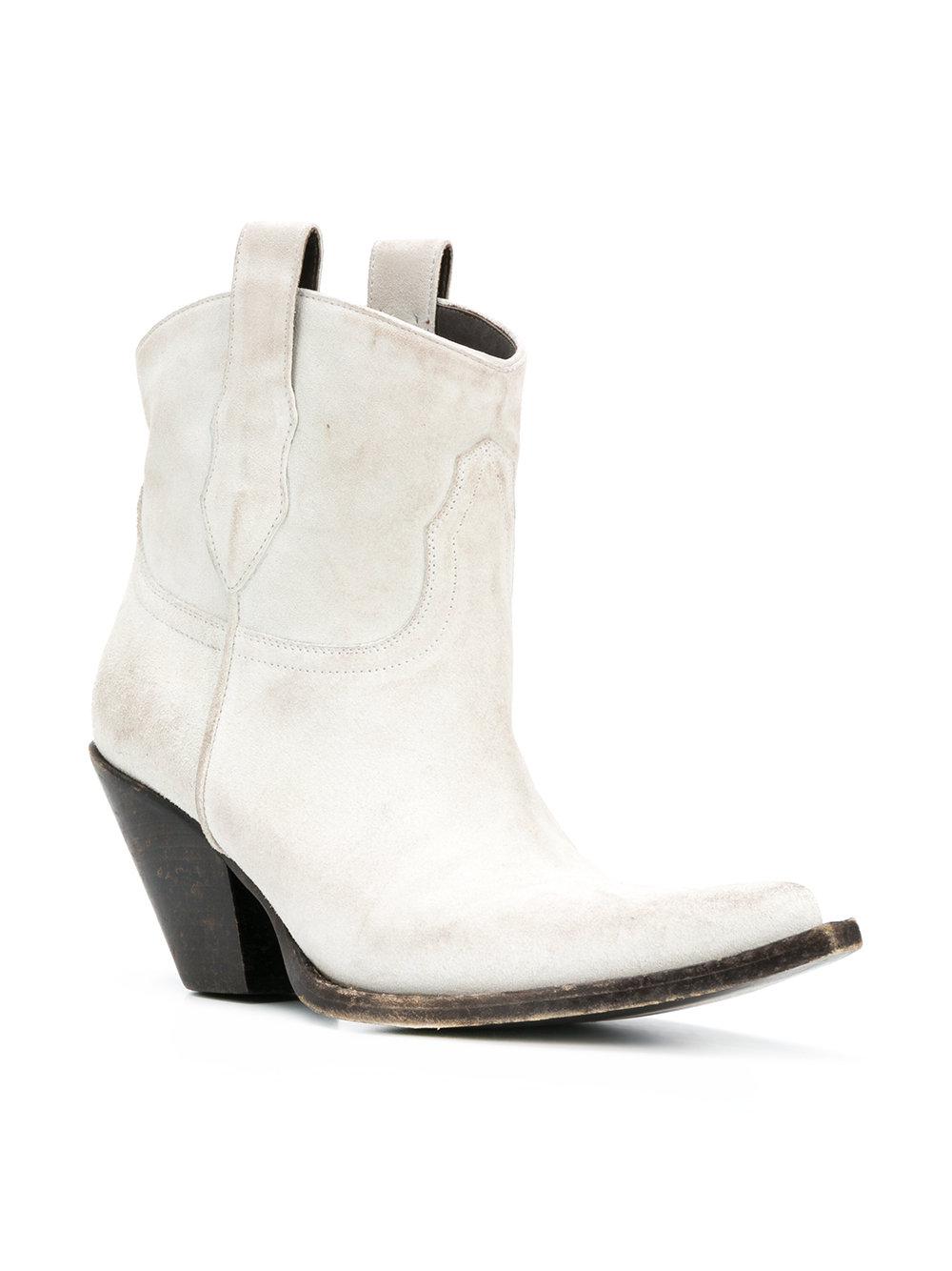Maison Margiela Leather Mid-calf Western Boots in White - Lyst