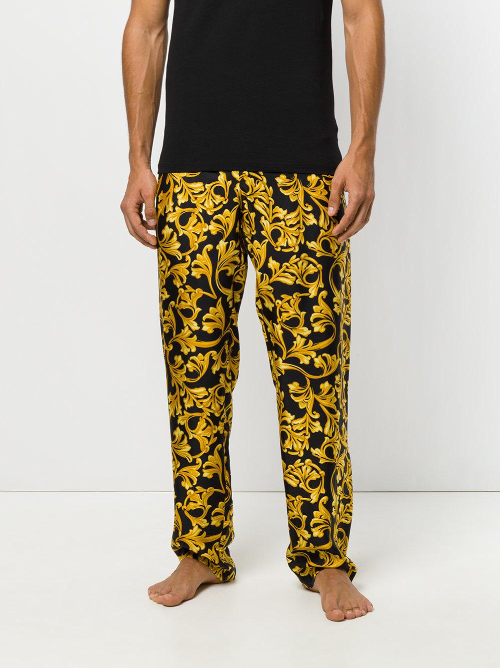 Versace Silk Baroque Print Pajama Bottoms in Black for Men Lyst