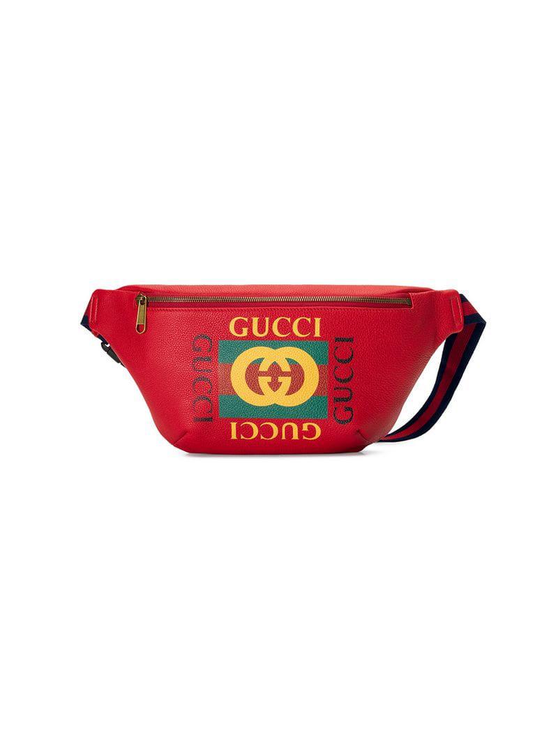 Lyst - Gucci Print Leather Belt Bag in Red for Men