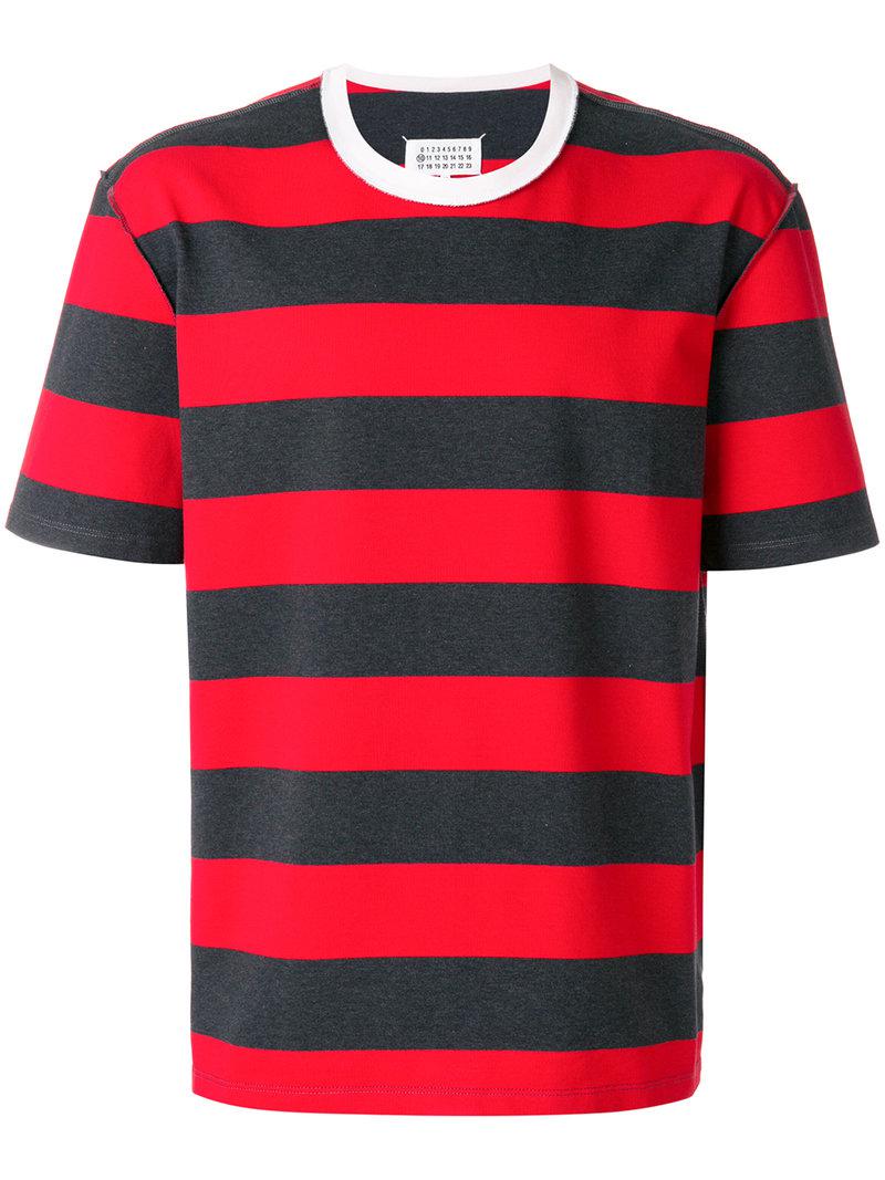Lyst - Maison Margiela Striped T-shirt in Red for Men