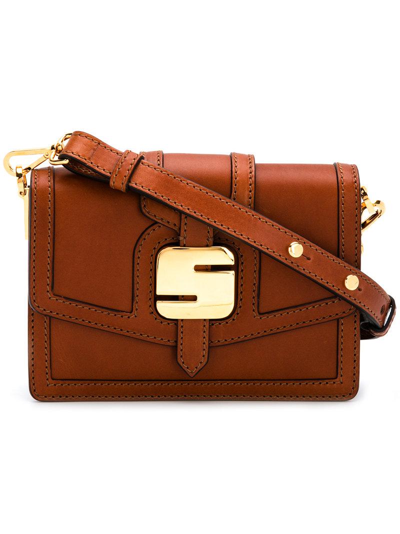 Serapian Logo Buckled Bag in Brown | Lyst
