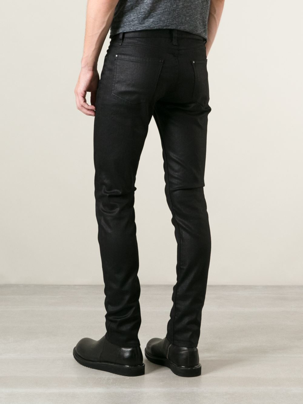 Lyst - John Varvatos Coated Skinny Jeans in Black for Men