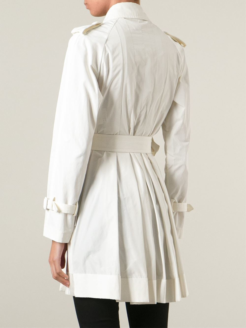 Lyst - Moncler Belted Trench Coat in White