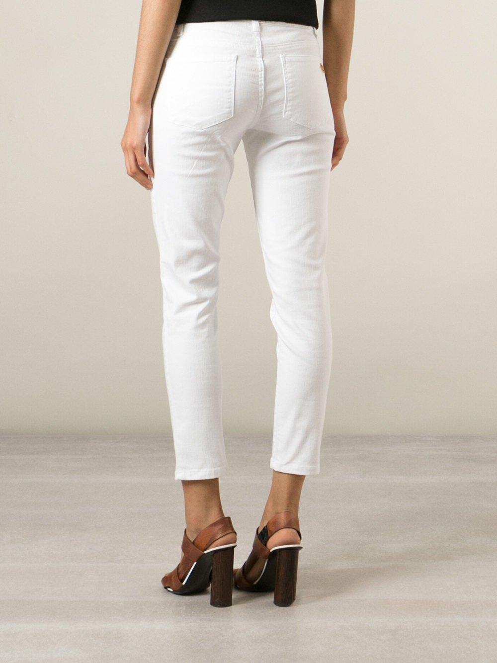 high waisted white cropped jeans