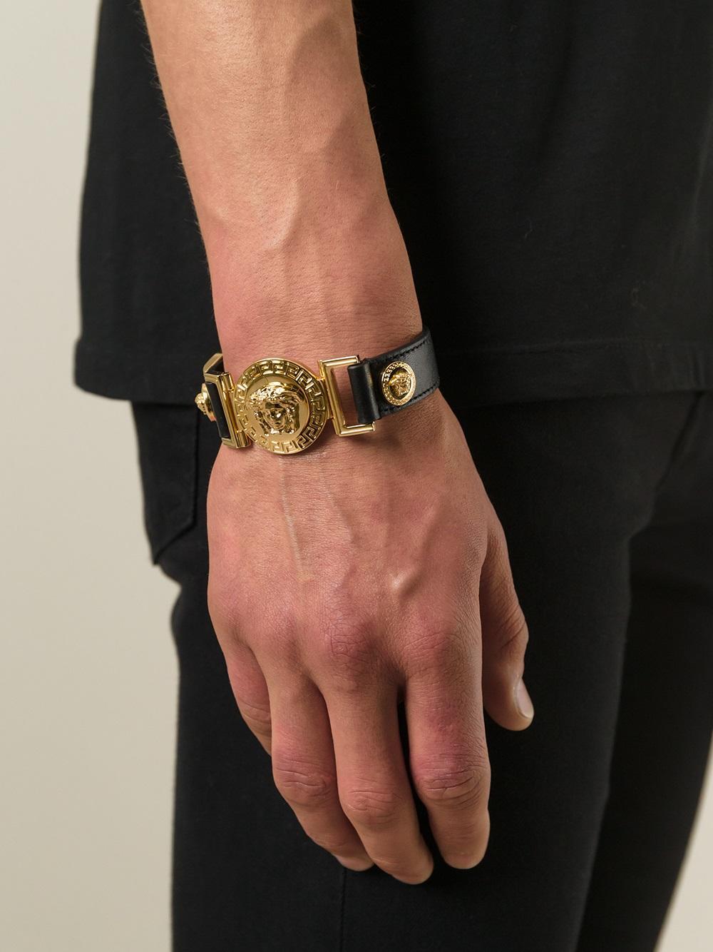 Lyst Versace Medusa Bracelet In Black For Men Gallery