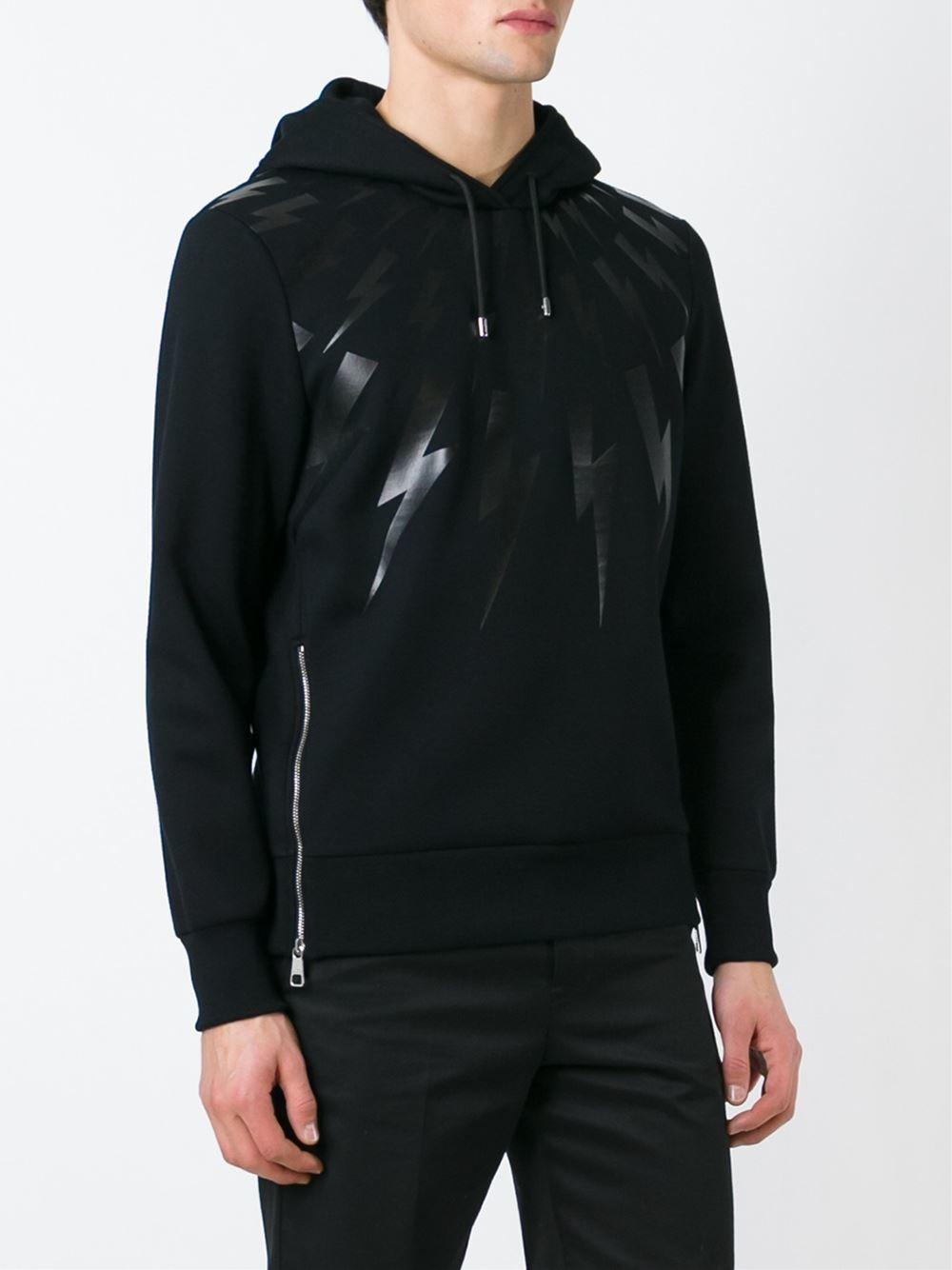 Neil Barrett Lightning Bolt Hoodie in Black for Men - Lyst