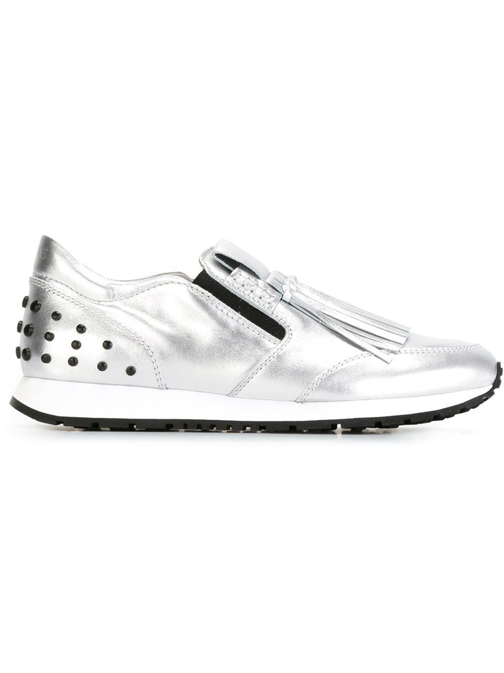 Tod's Fringed Metallic (grey) Sneakers in Metallic Lyst