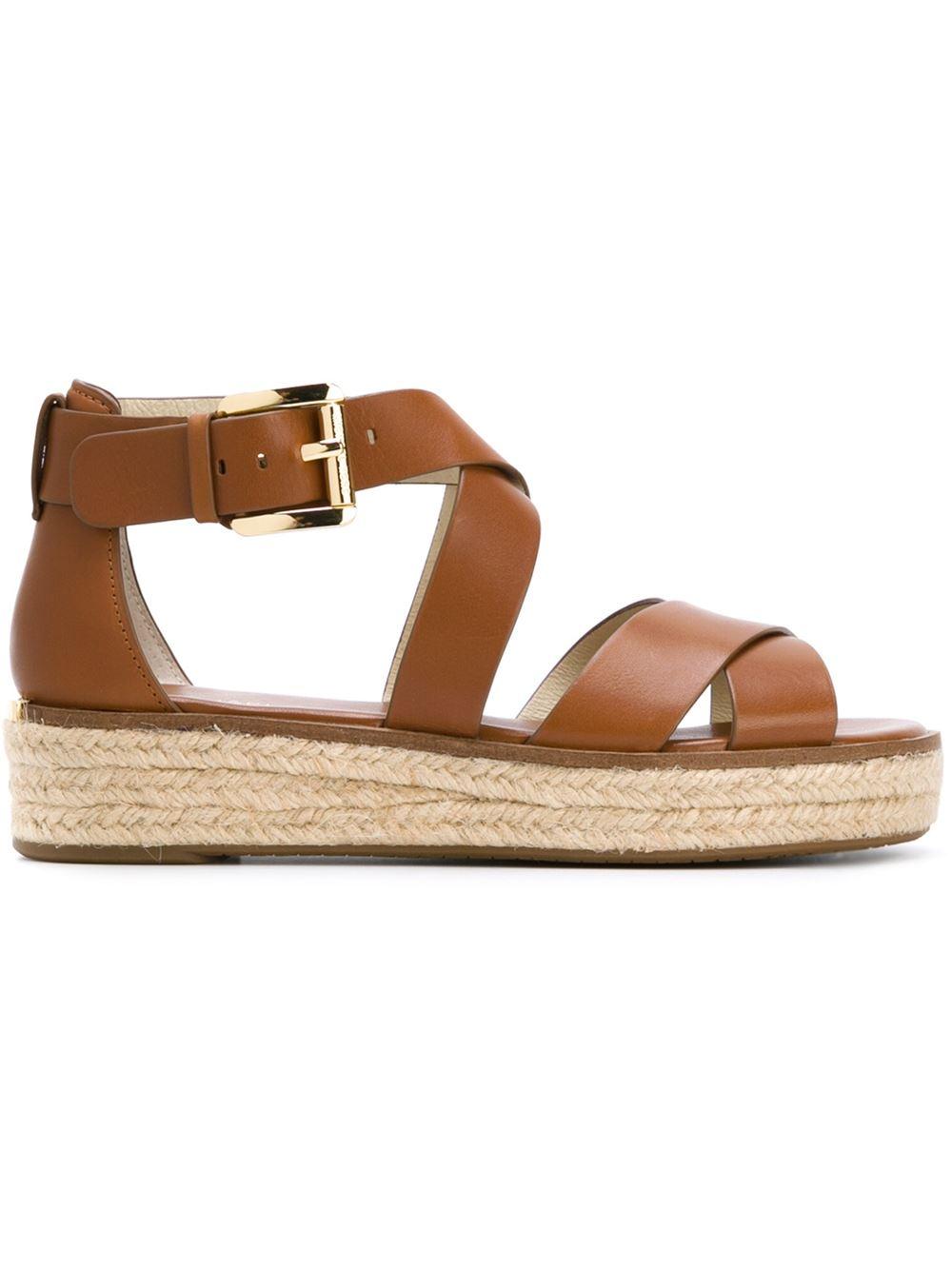 MICHAEL Michael Kors Wedge Sandals in Brown - Lyst