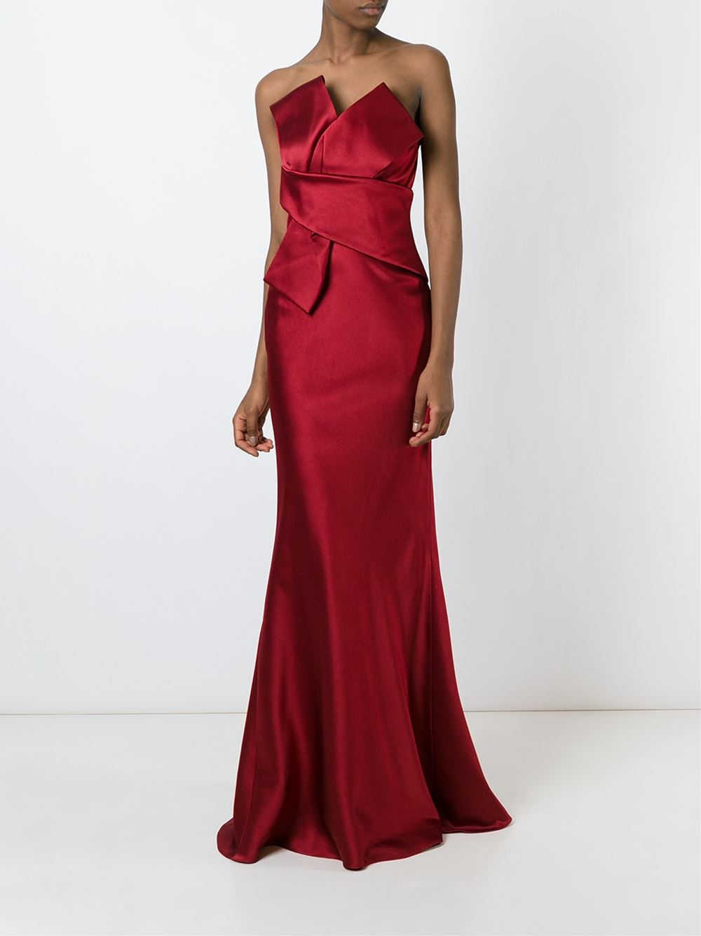 Lyst - Alexander McQueen Bow Bustier Evening Dress in Red