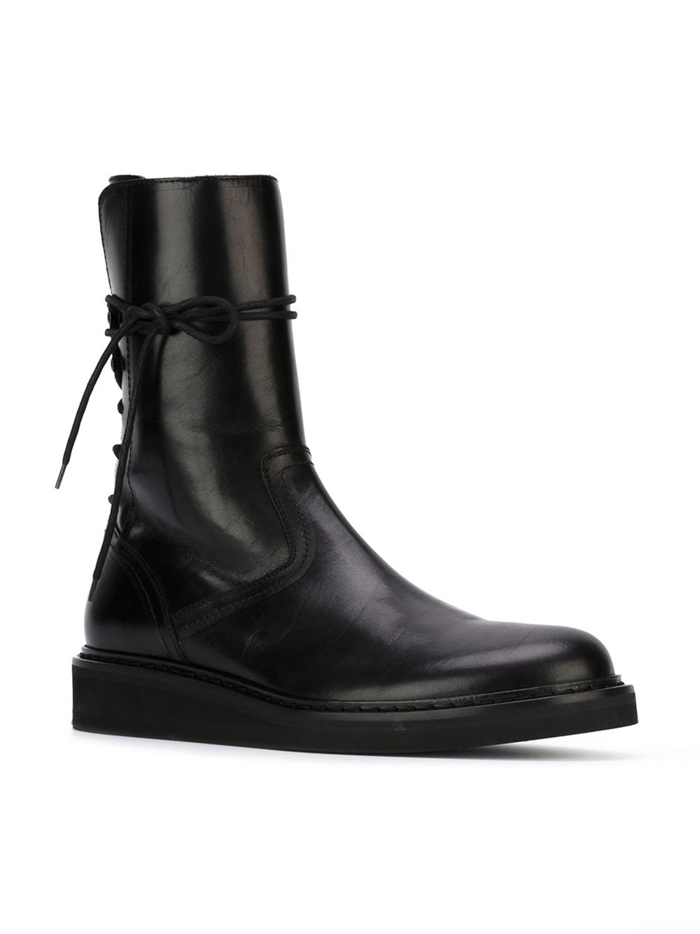 mens formal black lace up boots