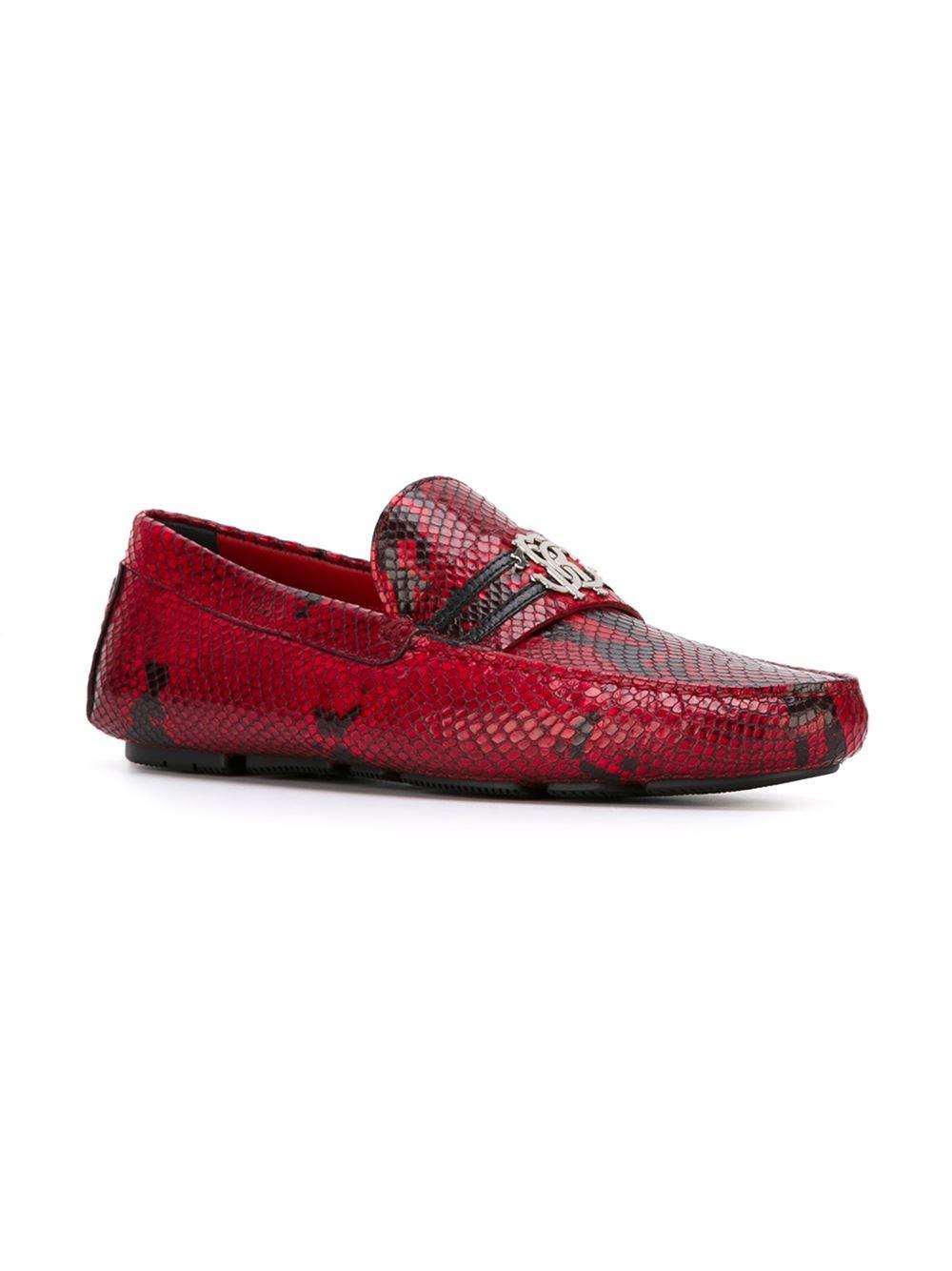 Lyst - Roberto Cavalli Snakeskin Loafers in Red for Men