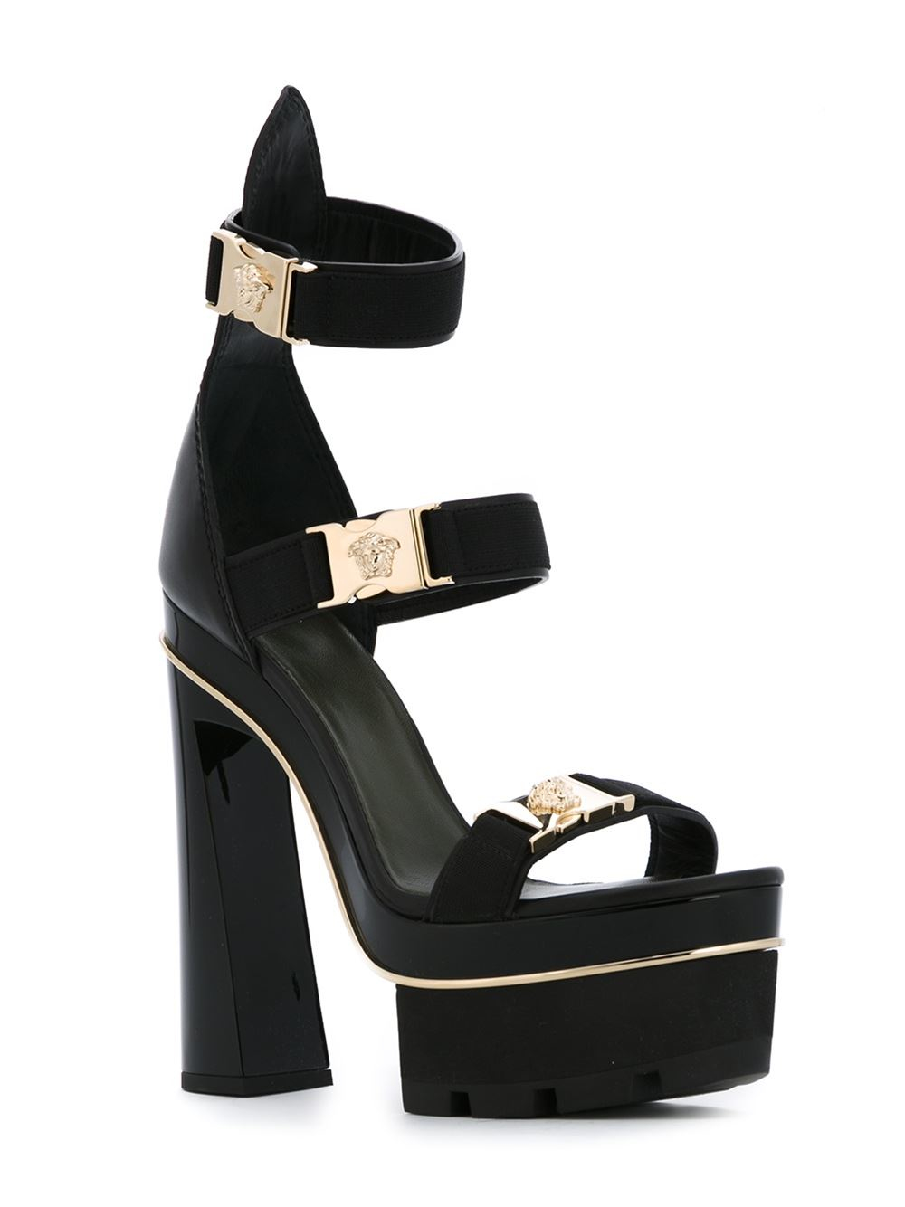 Lyst - Versace 'medusa Tri-strap' Platform Sandals in Black