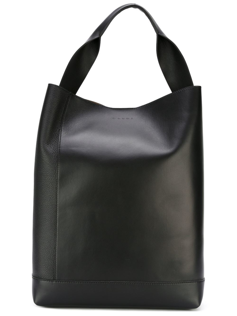 Marni Rectangular Leather Tote in Black | Lyst