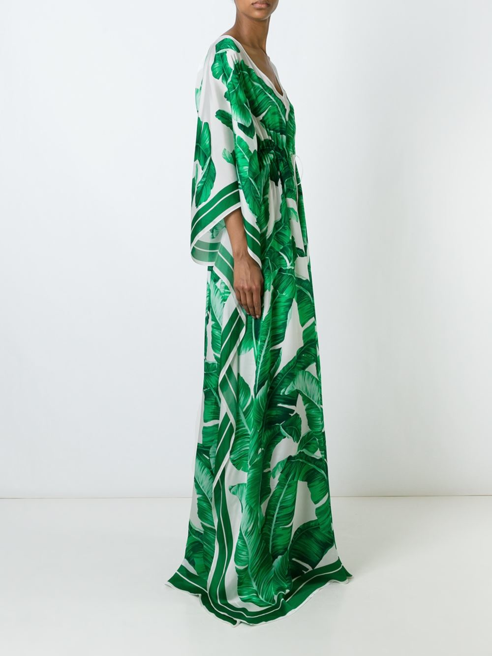 Lyst - Dolce & Gabbana Banana Leaf Print Kaftan Dress in Green