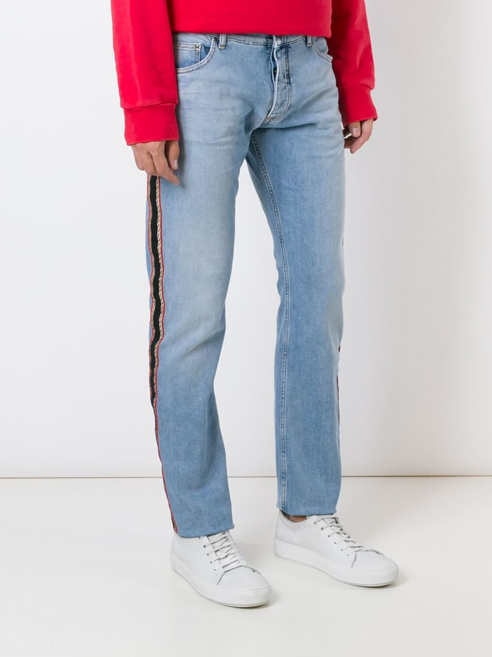 mens jeans with stripe down side