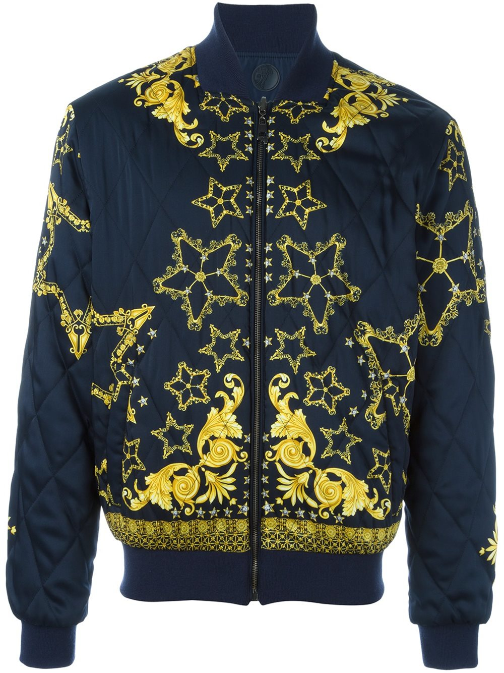 Versace Baroque Star Bomber Jacket in Blue for Men - Lyst