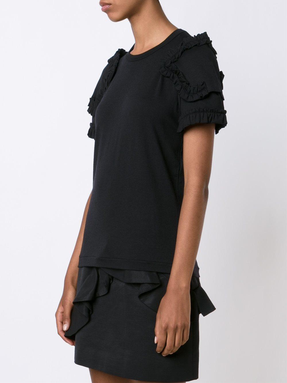lyst comme des gar 231 ons ruffle sleeve top in black lyst comme des gar 231 ons ruffle sleeve top in black