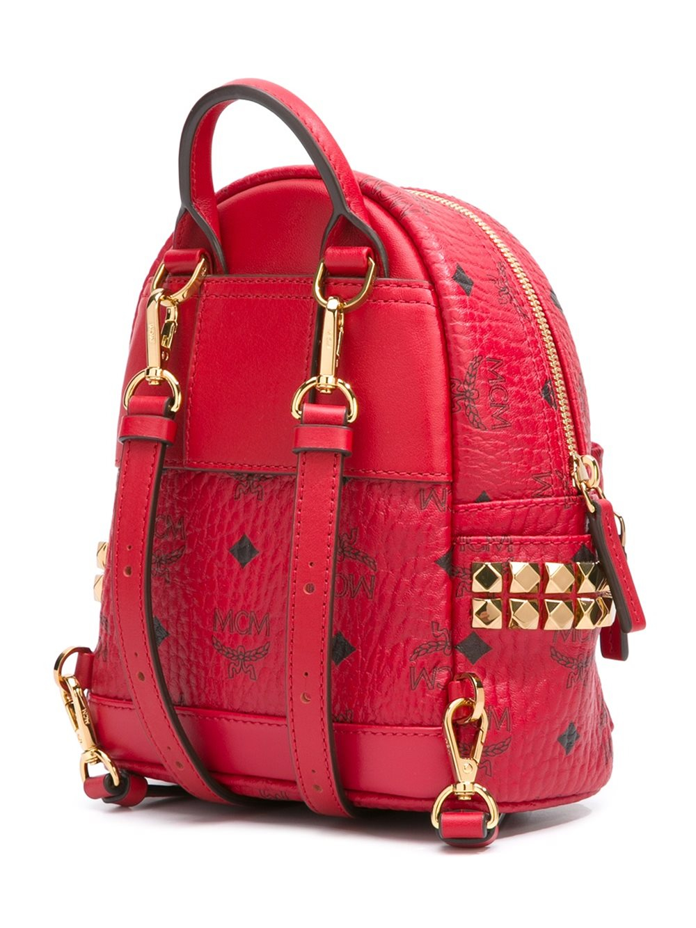 Mcm Gold-tone Hardware Small Backpack in Red | Lyst
