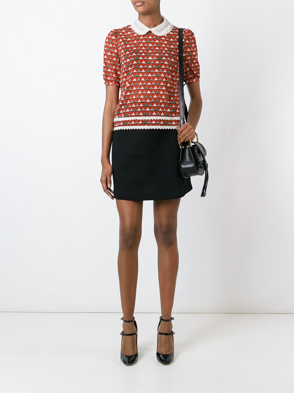 RED Valentino Heart Print Blouse in Black - Lyst