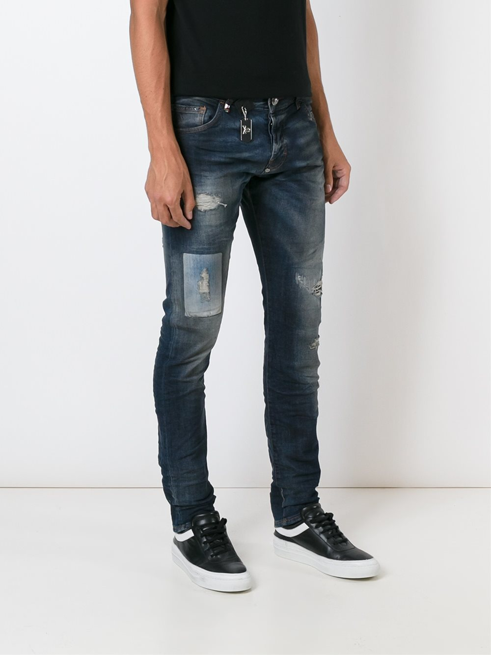 Philipp plein Distressed Slim-fit Jeans in Blue for Men | Lyst