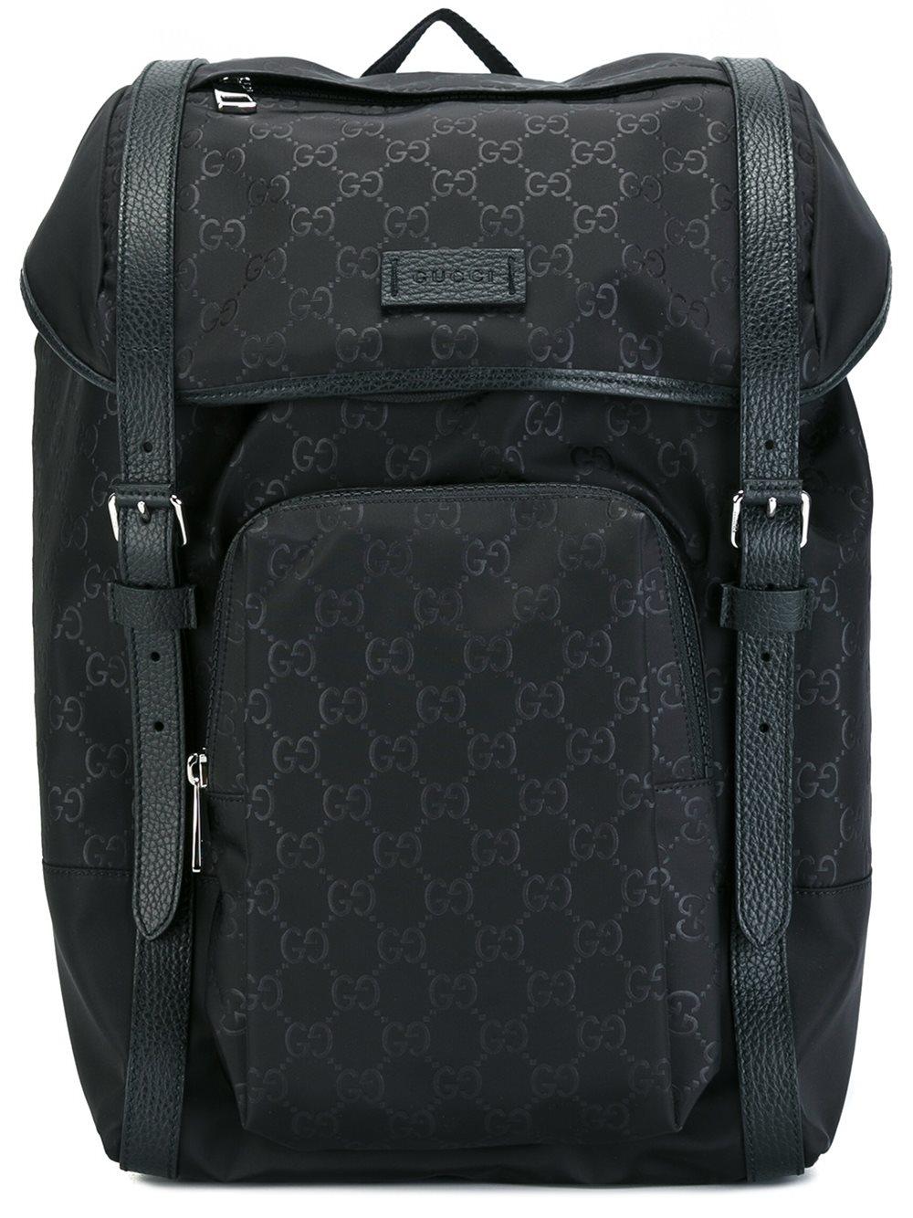 Gucci Logo Print Backpack in Black for Men - Lyst