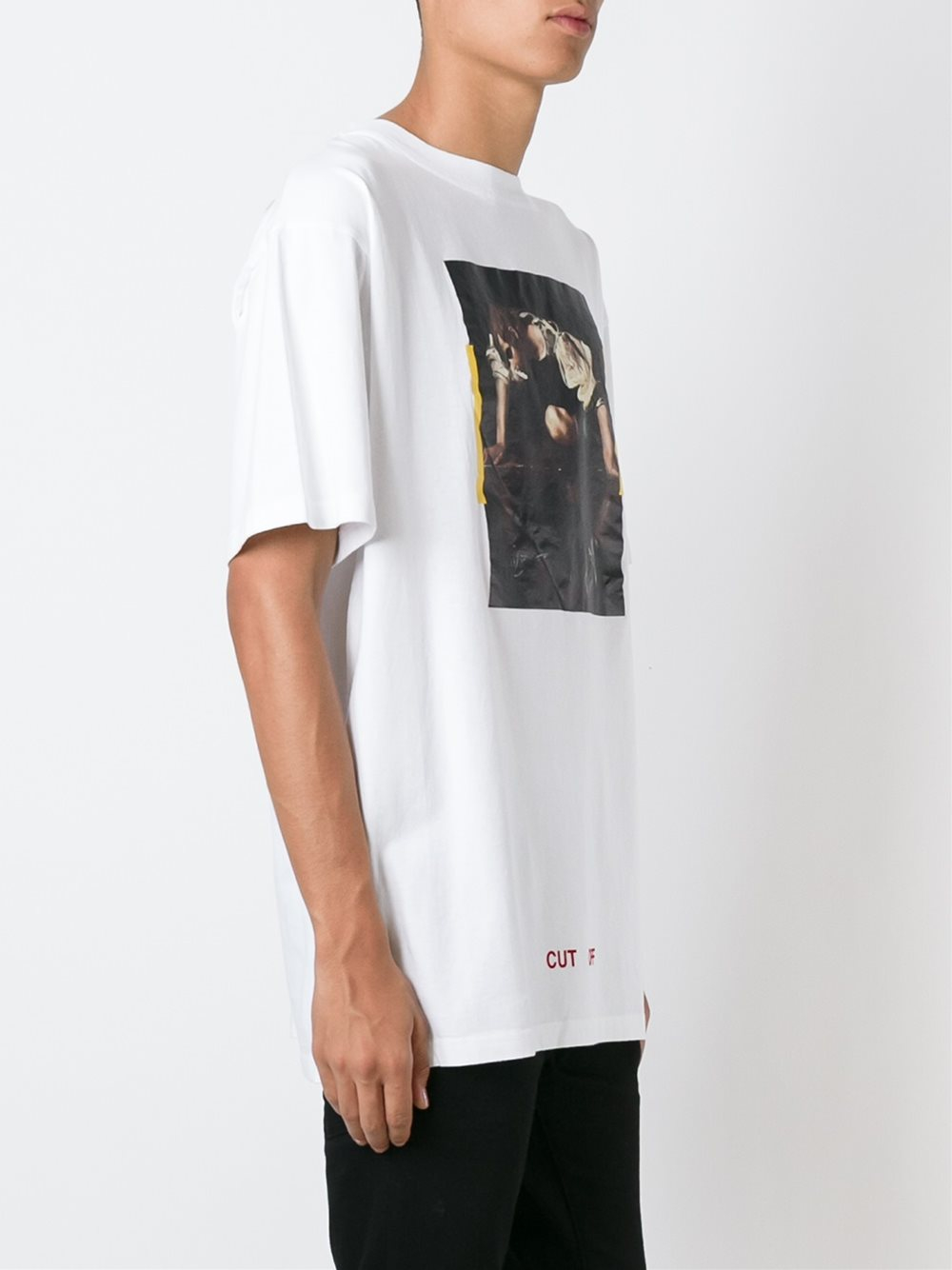 Off-White c/o Virgil Abloh Cut Off Printed Cotton T-Shirt in White for ...