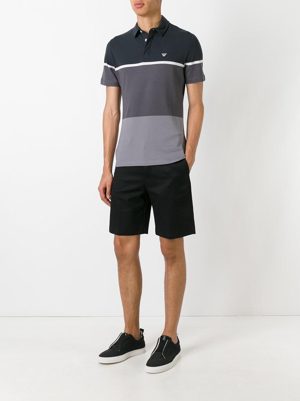 Lyst - Armani Jeans Colour Block Polo Shirt in Gray for Men