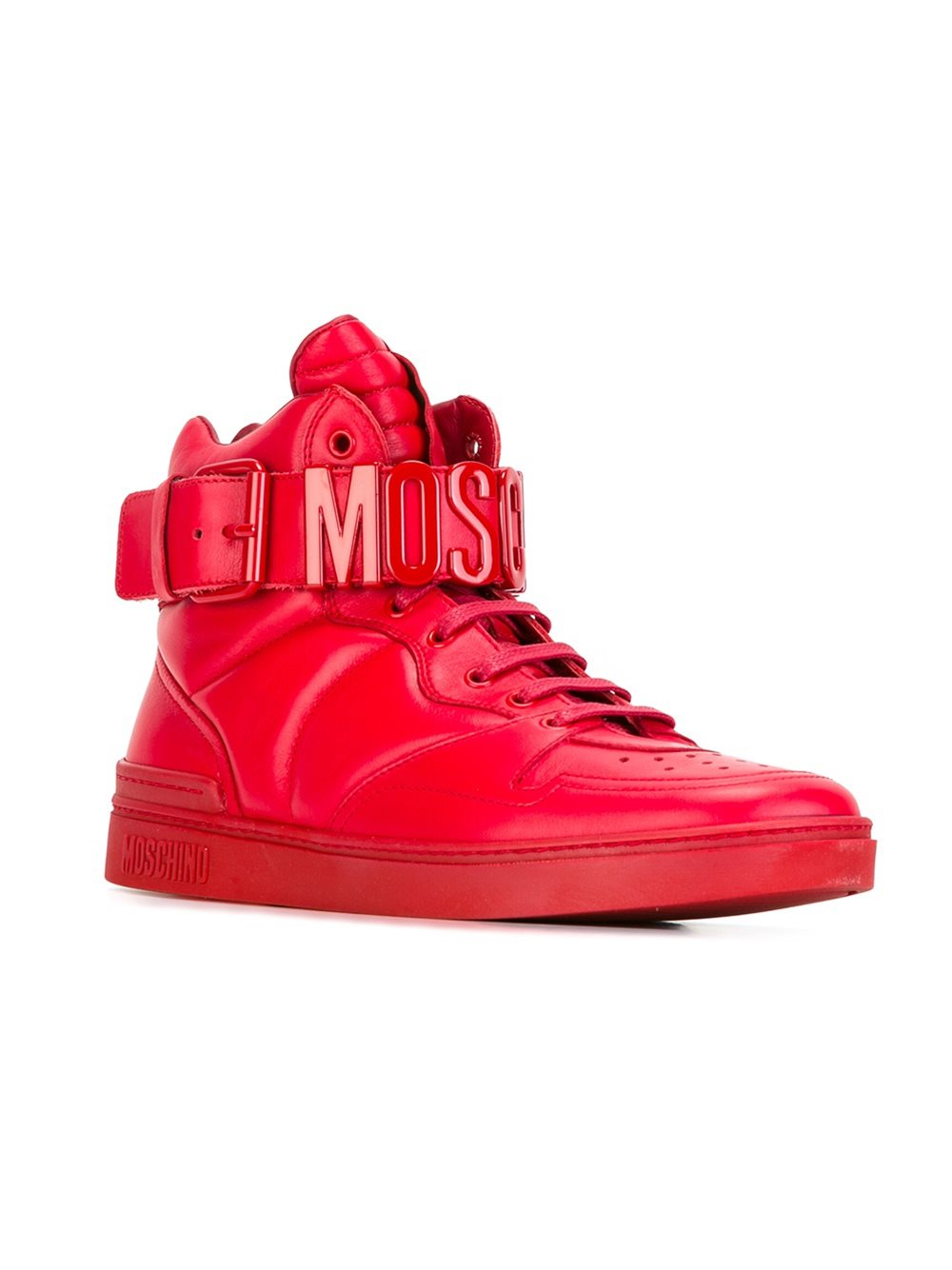 Lyst - Moschino Logo Plaque Hi-top Sneakers in Red for Men
