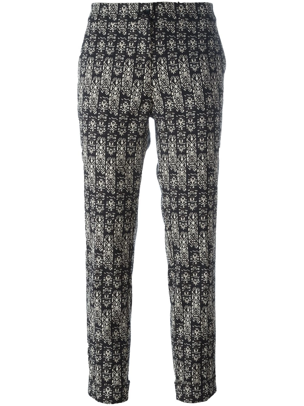 Etro Printed Cropped Trousers in Black | Lyst