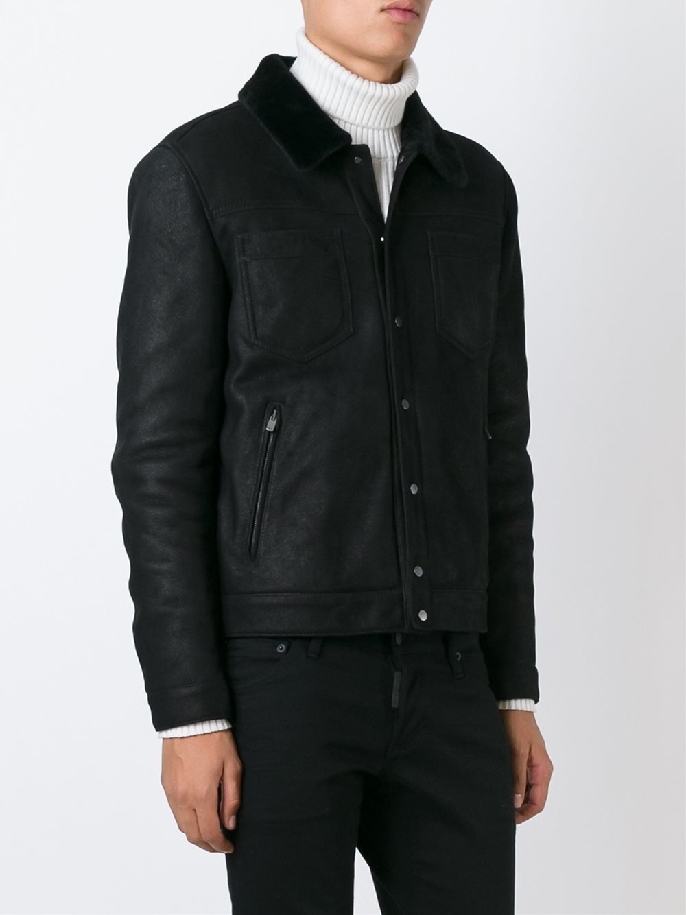 Drome Contrast Collar Buttoned Jacket in Black for Men | Lyst