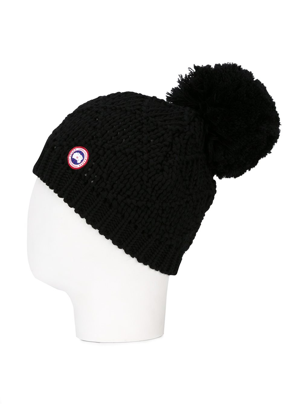 Lyst Canada Goose Pompom Cable Knit Beanie Hat in Black