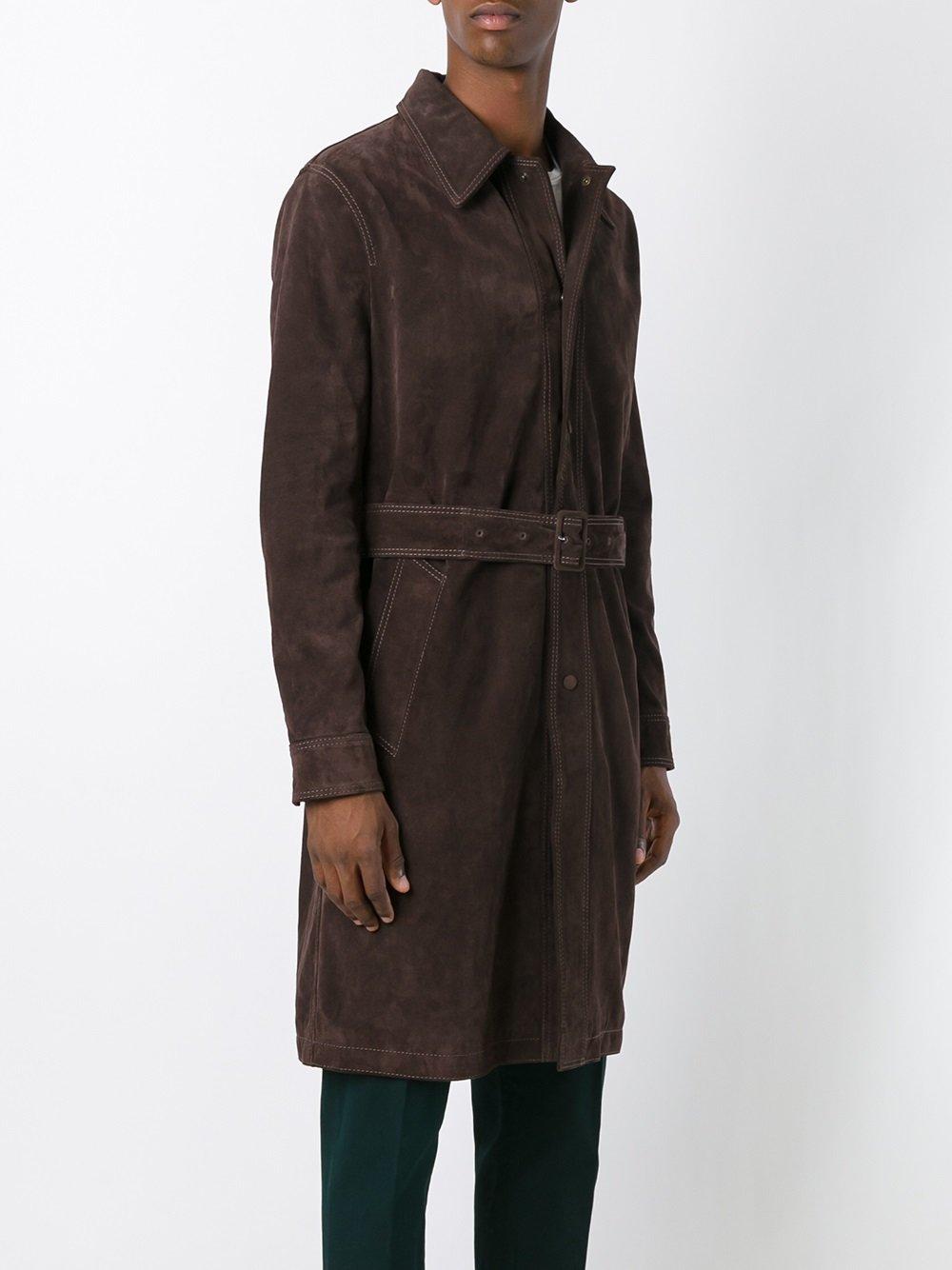 Ami Suede Trench Coat in Brown for Men | Lyst