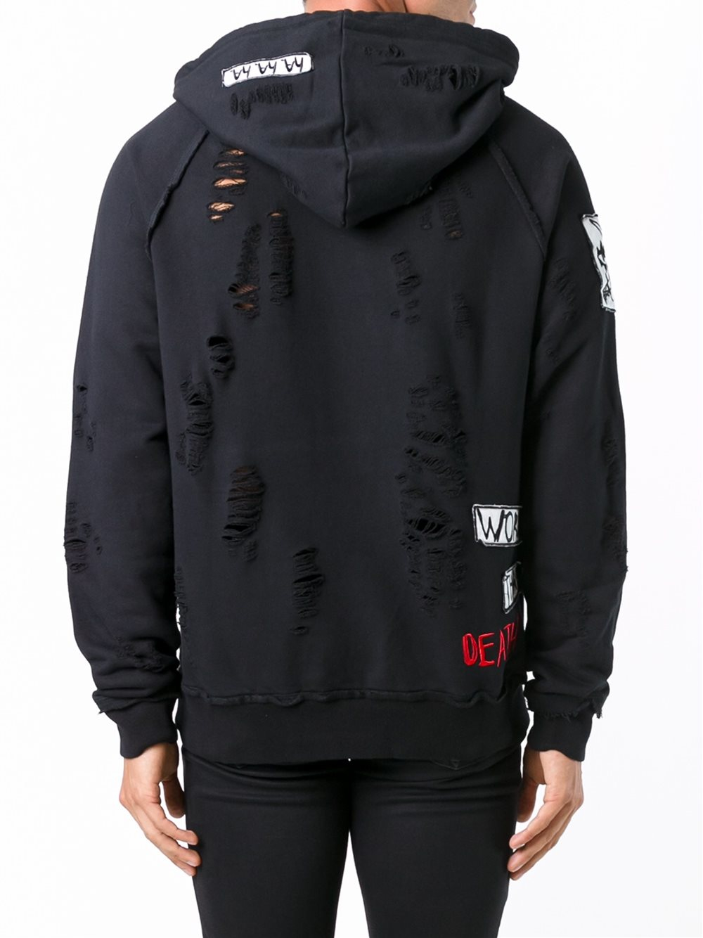 Haculla Arm Patch Ripped Hoodie in Black for Men - Lyst